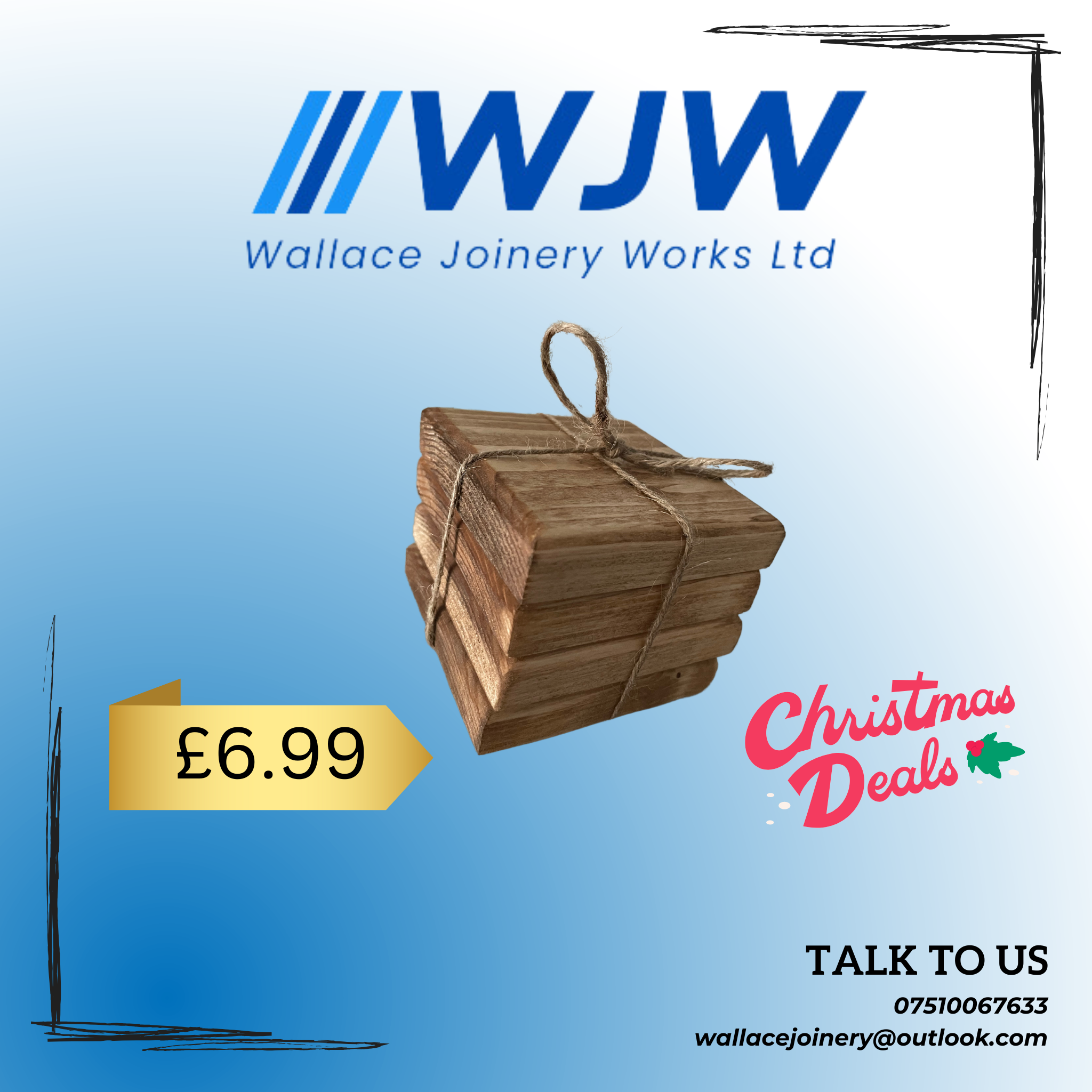 Wooden coasters 4 pack